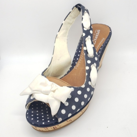 Sperry Top Sider Polka Dot Slingback Wedges - Picture 1 of 5